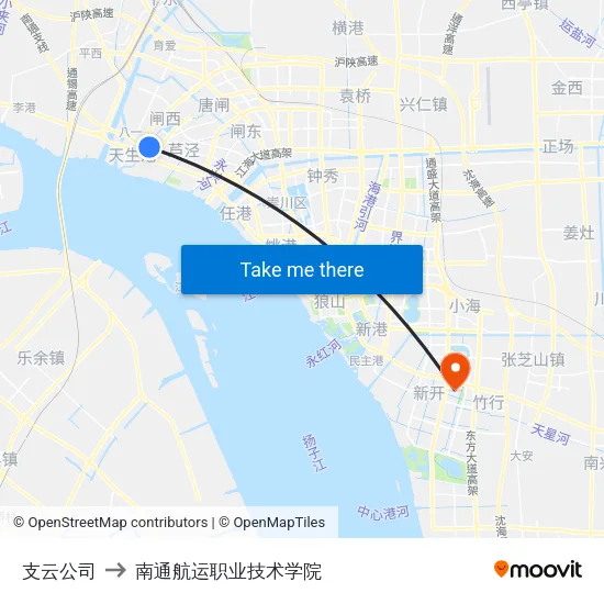 支云公司 to 南通航运职业技术学院 map