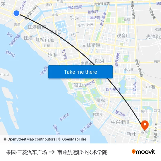 果园·三菱汽车广场 to 南通航运职业技术学院 map