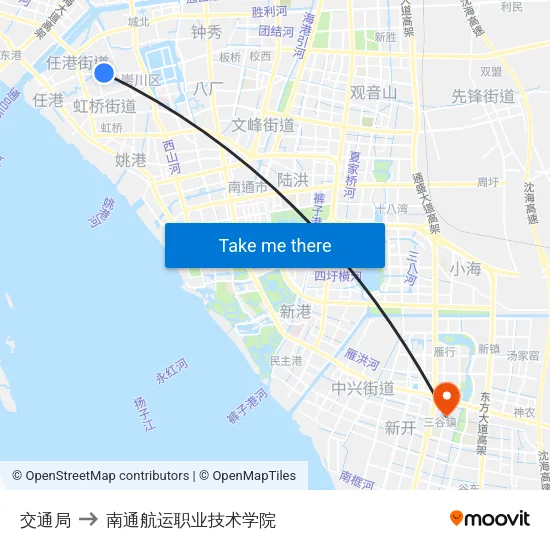交通局 to 南通航运职业技术学院 map
