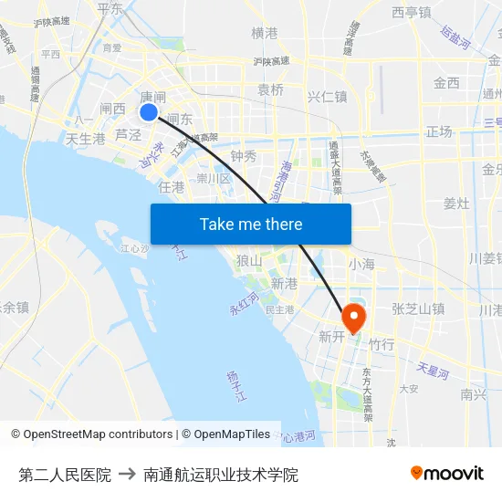 第二人民医院 to 南通航运职业技术学院 map