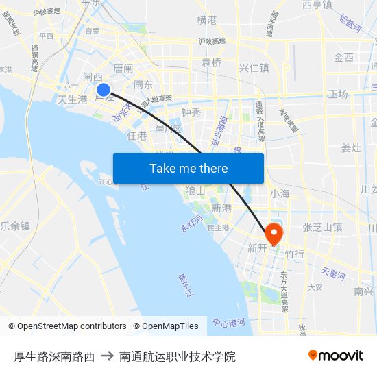 厚生路深南路西 to 南通航运职业技术学院 map