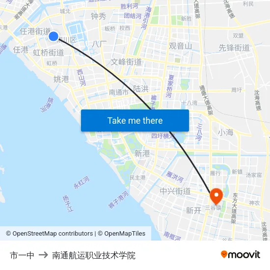 市一中 to 南通航运职业技术学院 map