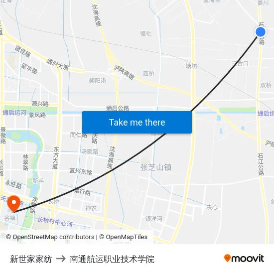 新世家家纺 to 南通航运职业技术学院 map