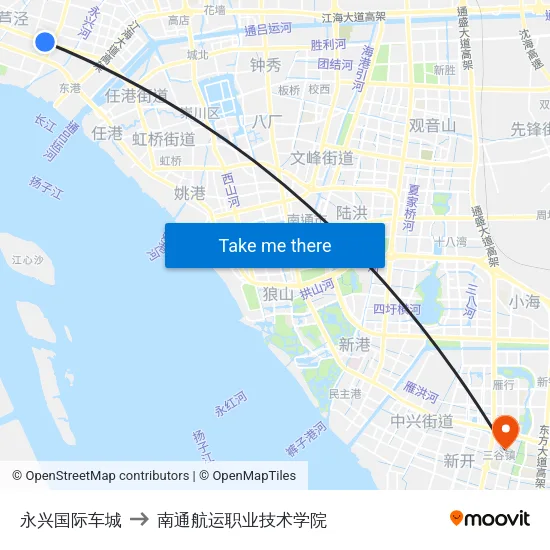 永兴国际车城 to 南通航运职业技术学院 map