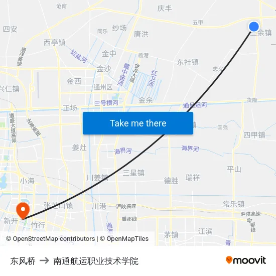 东风桥 to 南通航运职业技术学院 map