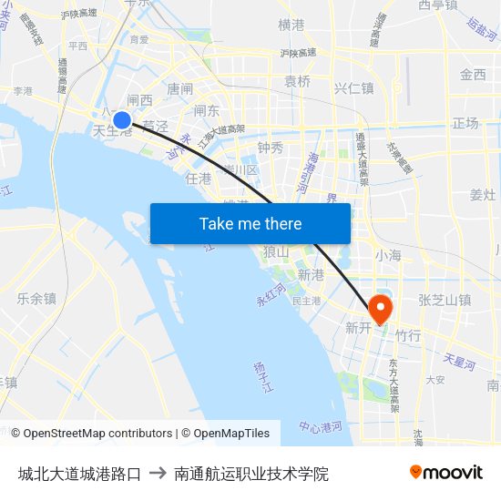 城北大道城港路口 to 南通航运职业技术学院 map