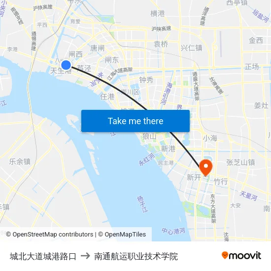 城北大道城港路口 to 南通航运职业技术学院 map