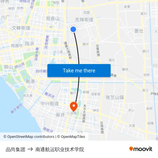 品尚集团 to 南通航运职业技术学院 map