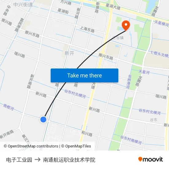 电子工业园 to 南通航运职业技术学院 map
