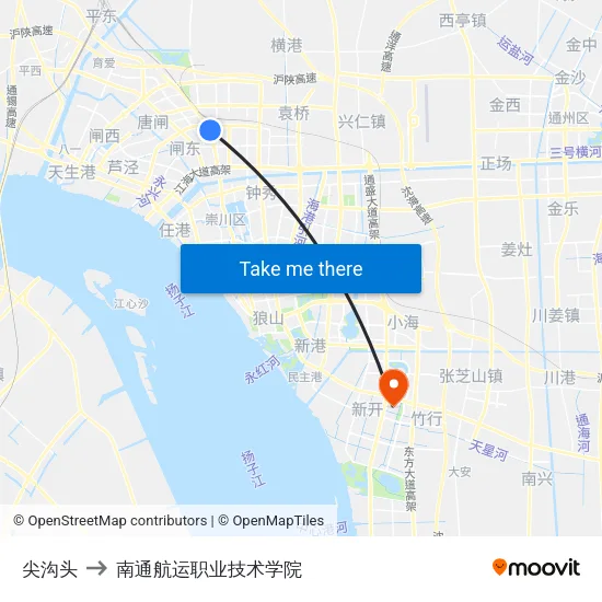 尖沟头 to 南通航运职业技术学院 map