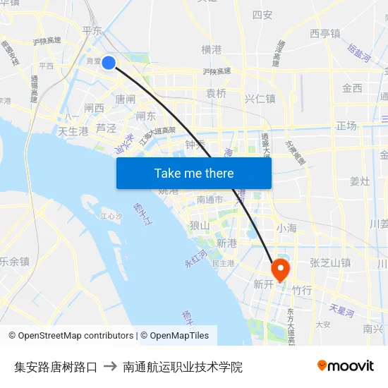 集安路唐树路口 to 南通航运职业技术学院 map