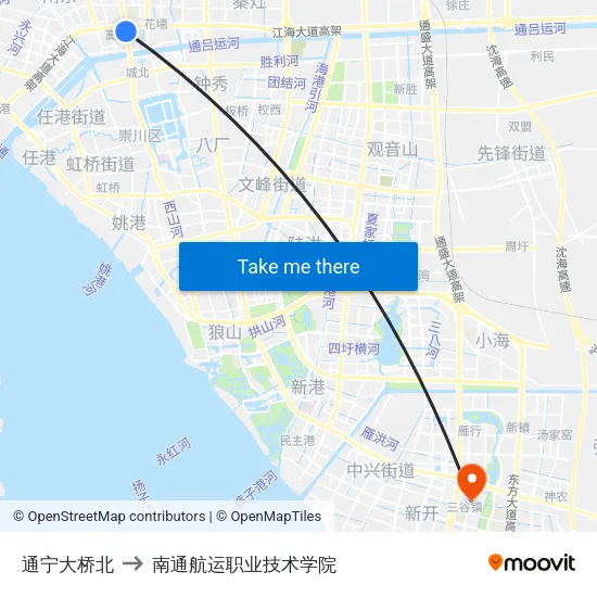 通宁大桥北 to 南通航运职业技术学院 map