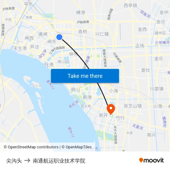 尖沟头 to 南通航运职业技术学院 map
