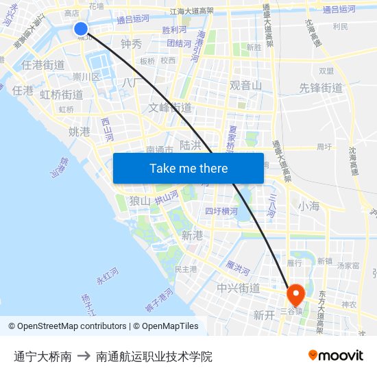 通宁大桥南 to 南通航运职业技术学院 map