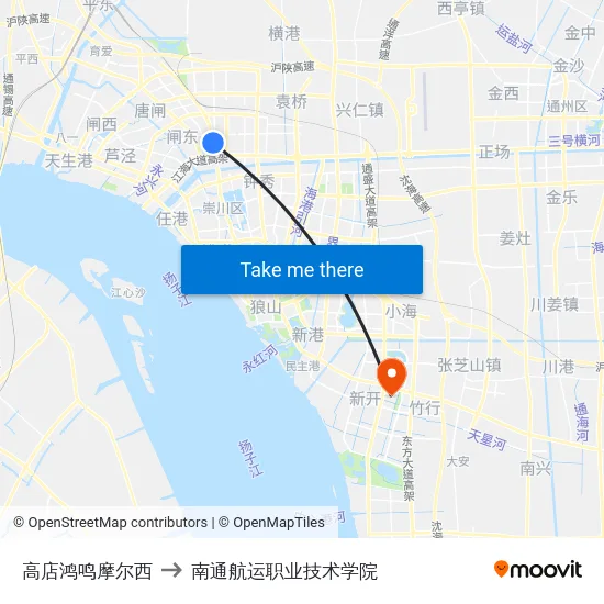 高店鸿鸣摩尔西 to 南通航运职业技术学院 map