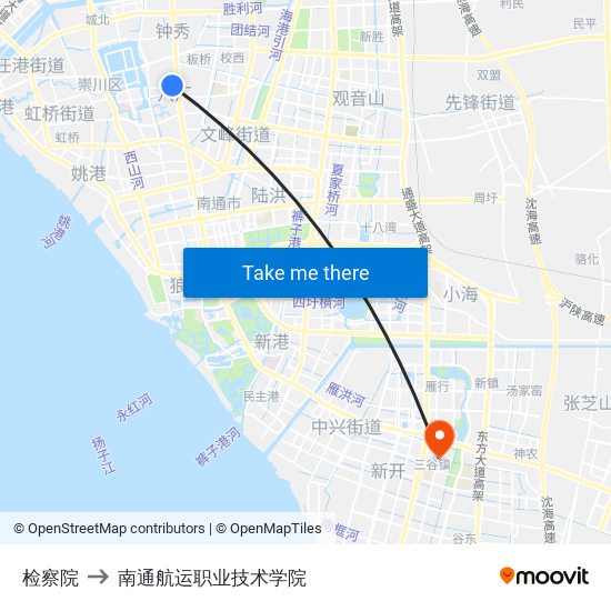 检察院 to 南通航运职业技术学院 map