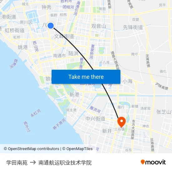 学田南苑 to 南通航运职业技术学院 map