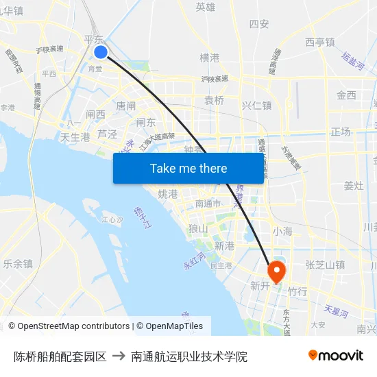 陈桥船舶配套园区 to 南通航运职业技术学院 map