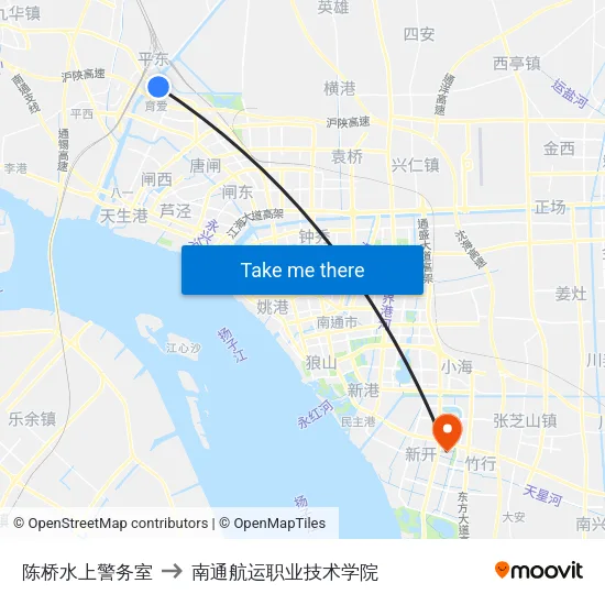 陈桥水上警务室 to 南通航运职业技术学院 map
