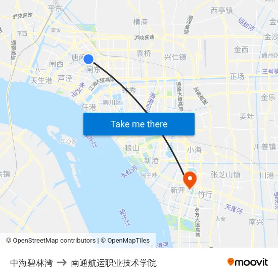 中海碧林湾 to 南通航运职业技术学院 map