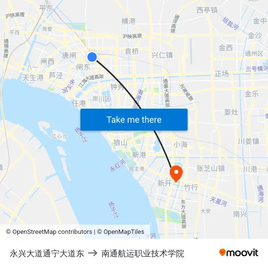 永兴大道通宁大道东 to 南通航运职业技术学院 map