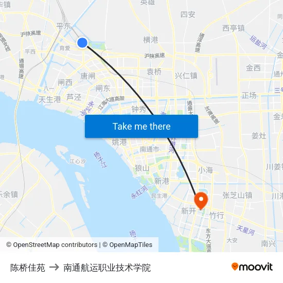 陈桥佳苑 to 南通航运职业技术学院 map