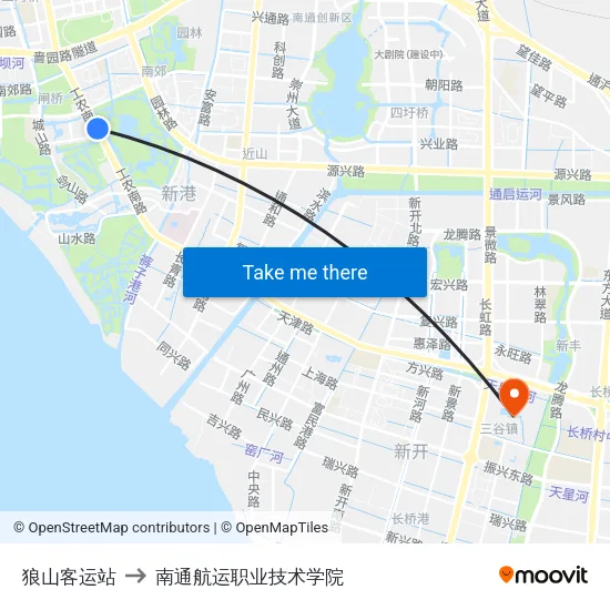 狼山客运站 to 南通航运职业技术学院 map