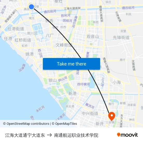 江海大道通宁大道东 to 南通航运职业技术学院 map