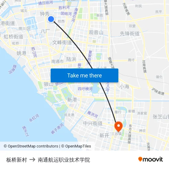 板桥新村 to 南通航运职业技术学院 map