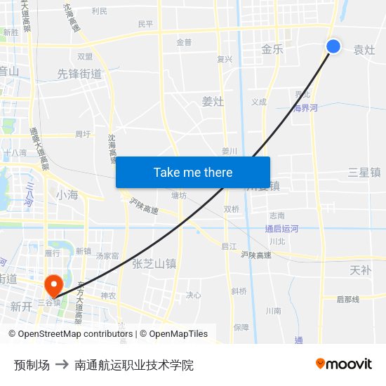 预制场 to 南通航运职业技术学院 map