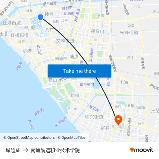 城隍庙 to 南通航运职业技术学院 map