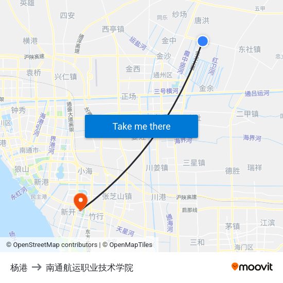 杨港 to 南通航运职业技术学院 map