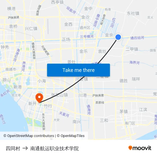 四同村 to 南通航运职业技术学院 map