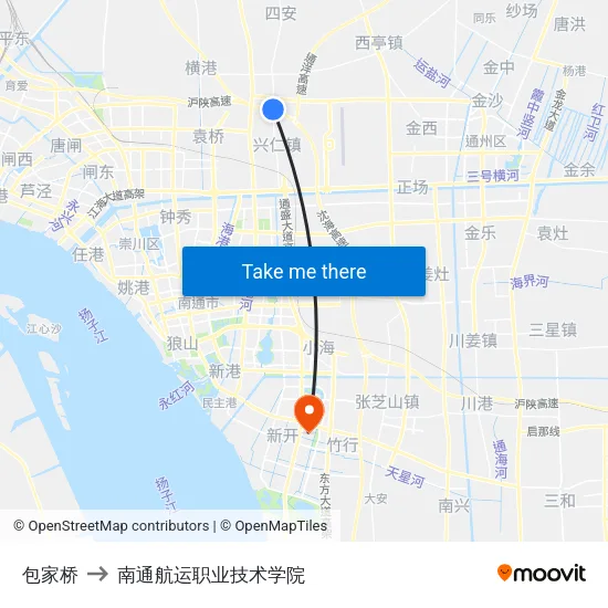 包家桥 to 南通航运职业技术学院 map