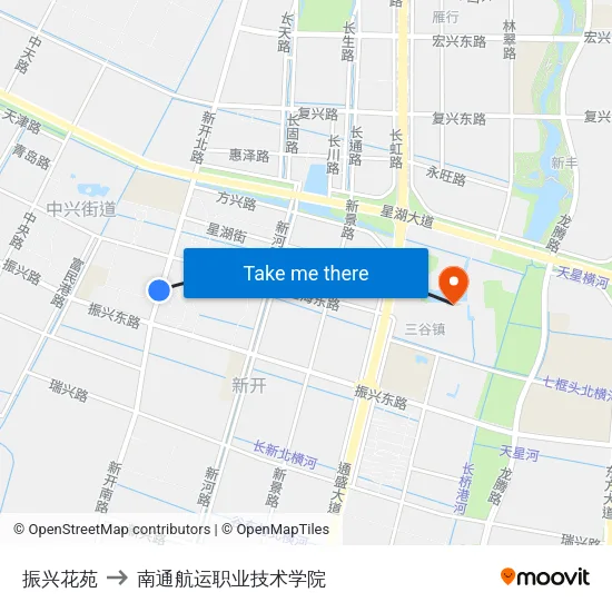 振兴花苑 to 南通航运职业技术学院 map