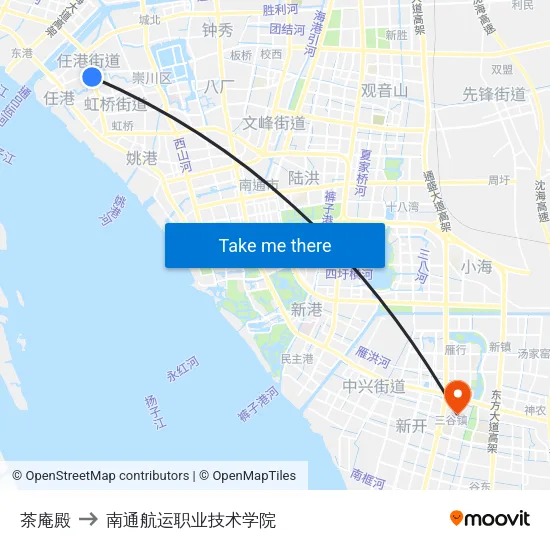茶庵殿 to 南通航运职业技术学院 map