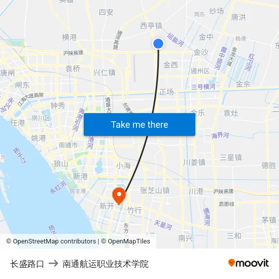 长盛路口 to 南通航运职业技术学院 map
