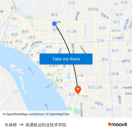 长林桥 to 南通航运职业技术学院 map
