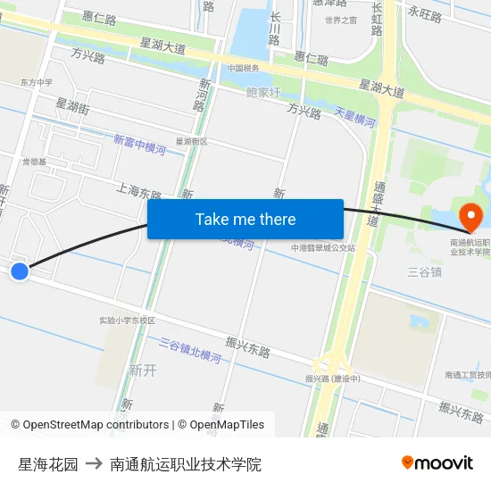 星海花园 to 南通航运职业技术学院 map