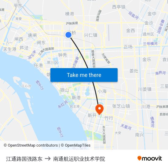 江通路国强路东 to 南通航运职业技术学院 map