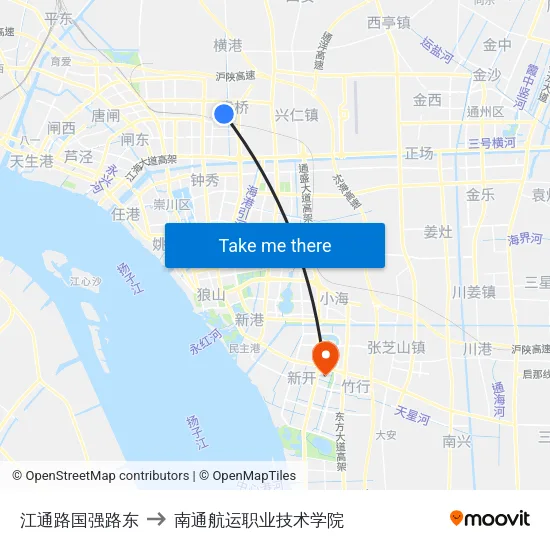 江通路国强路东 to 南通航运职业技术学院 map