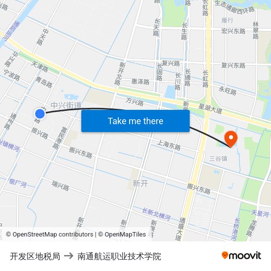 开发区地税局 to 南通航运职业技术学院 map