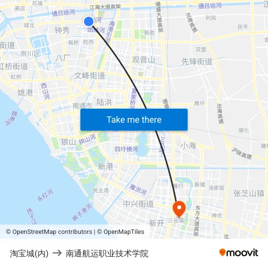 淘宝城(内) to 南通航运职业技术学院 map
