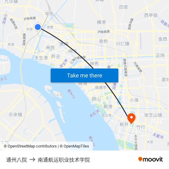 通州八院 to 南通航运职业技术学院 map