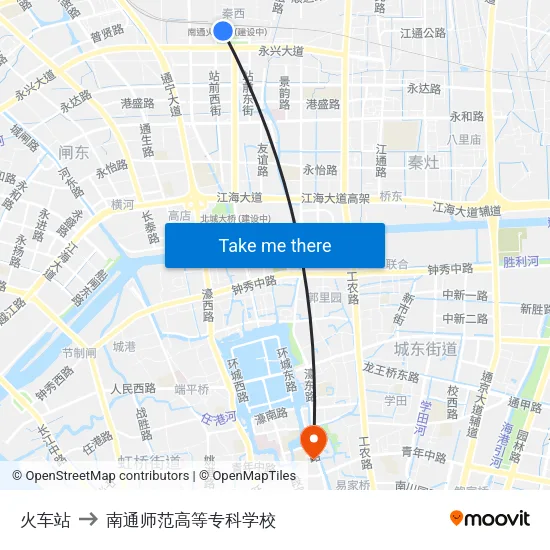 火车站 to 南通师范高等专科学校 map