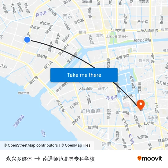 永兴多媒体 to 南通师范高等专科学校 map
