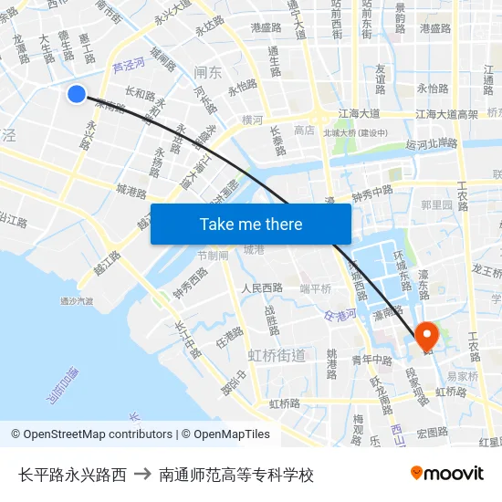 长平路永兴路西 to 南通师范高等专科学校 map