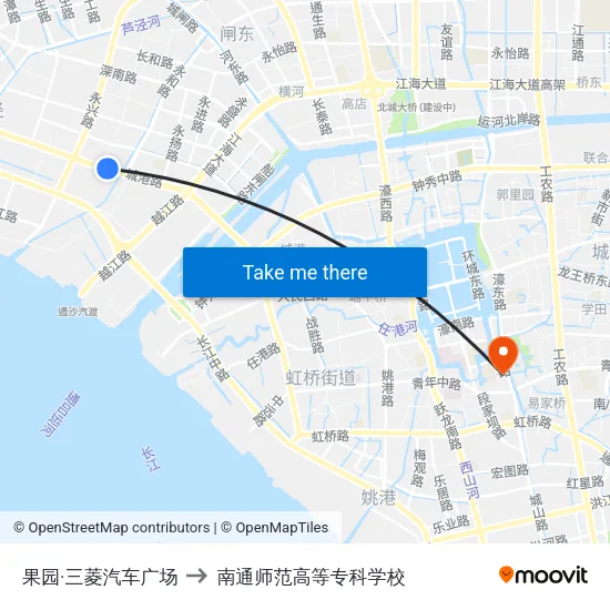 果园·三菱汽车广场 to 南通师范高等专科学校 map