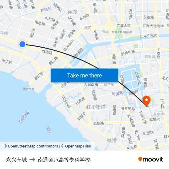 永兴车城 to 南通师范高等专科学校 map