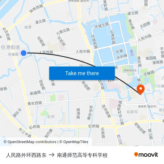 人民路外环西路东 to 南通师范高等专科学校 map